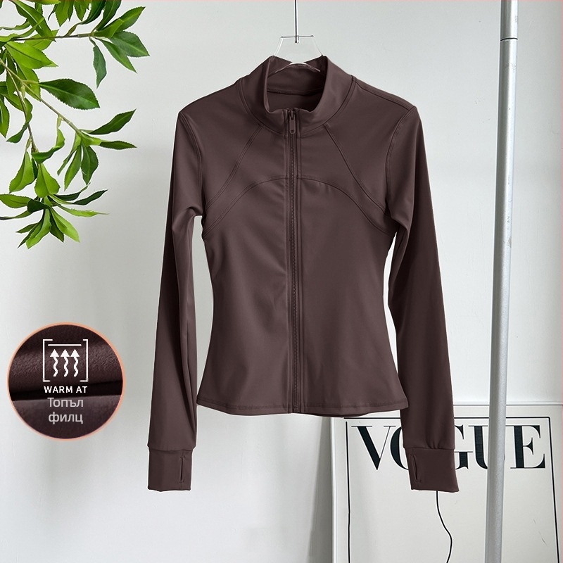 Женско спортно горнище за йога и тренировки – изправена яка, Slim Fit, смес химически влакна, 82,5% полиестер, WT5149