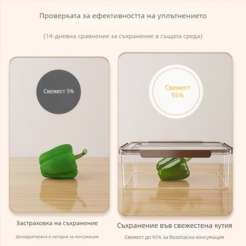 Пластмасова кутия за хладилник със капак – портативна, за съхранение и запазване на свежестта на зеленчуци и плодове