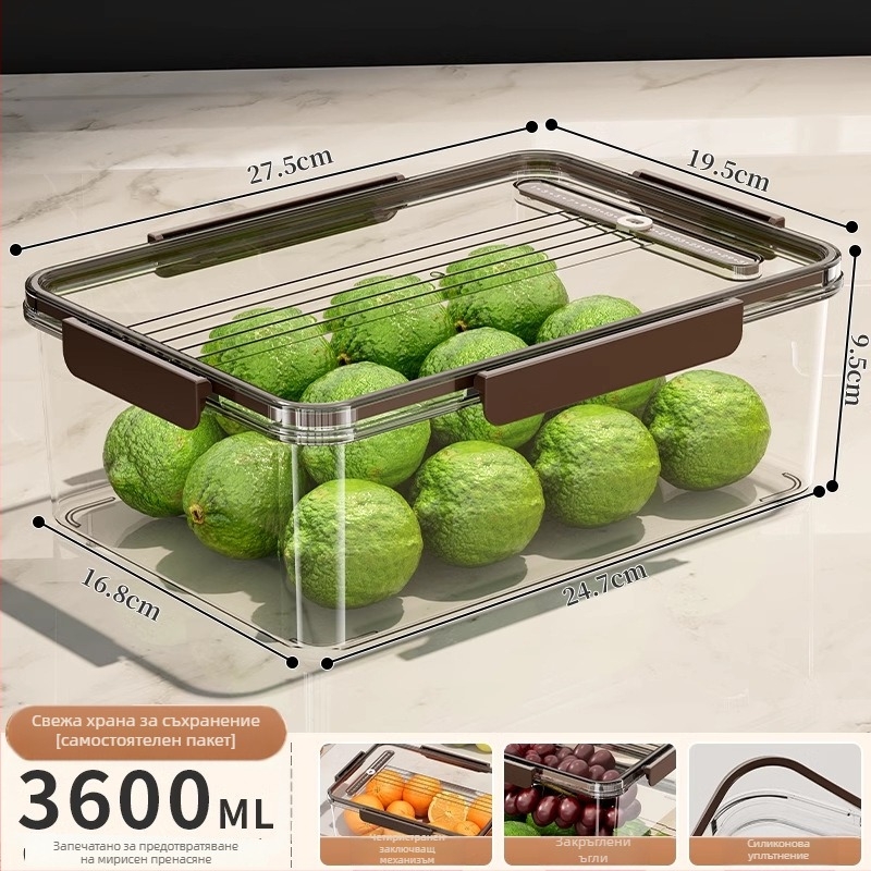 Пластмасова кутия за хладилник със капак – портативна, за съхранение и запазване на свежестта на зеленчуци и плодове