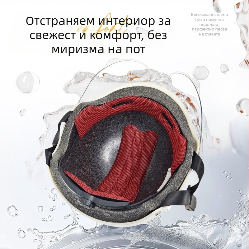 Шлем за електрически мотоциклети, полусферичен шлем, ABS, сертифициран 3C GB811-2022A, универсален, за всички сезони