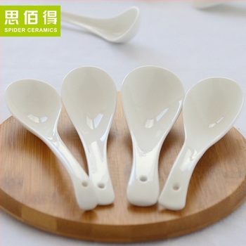 Лъжичка за супа от костен порцелан, Sibaide, едноцветен дизайн, водно полиране