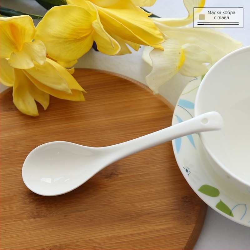 Лъжичка за супа от костен порцелан, Sibaide, едноцветен дизайн, водно полиране