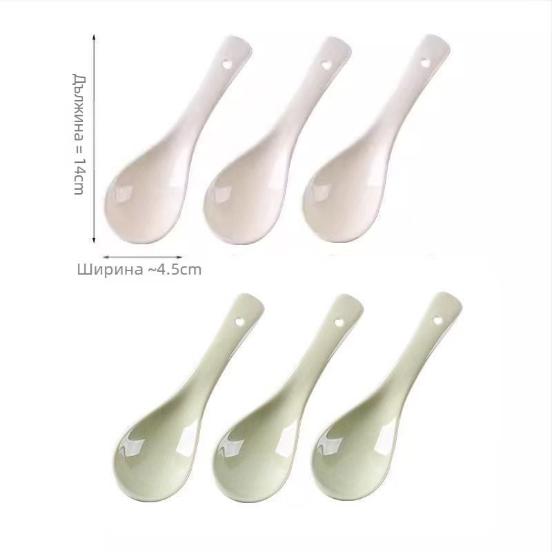 Комплект керамични лъжички за супа, минималистичен стил, AB-1452, подходящ за супа и каша