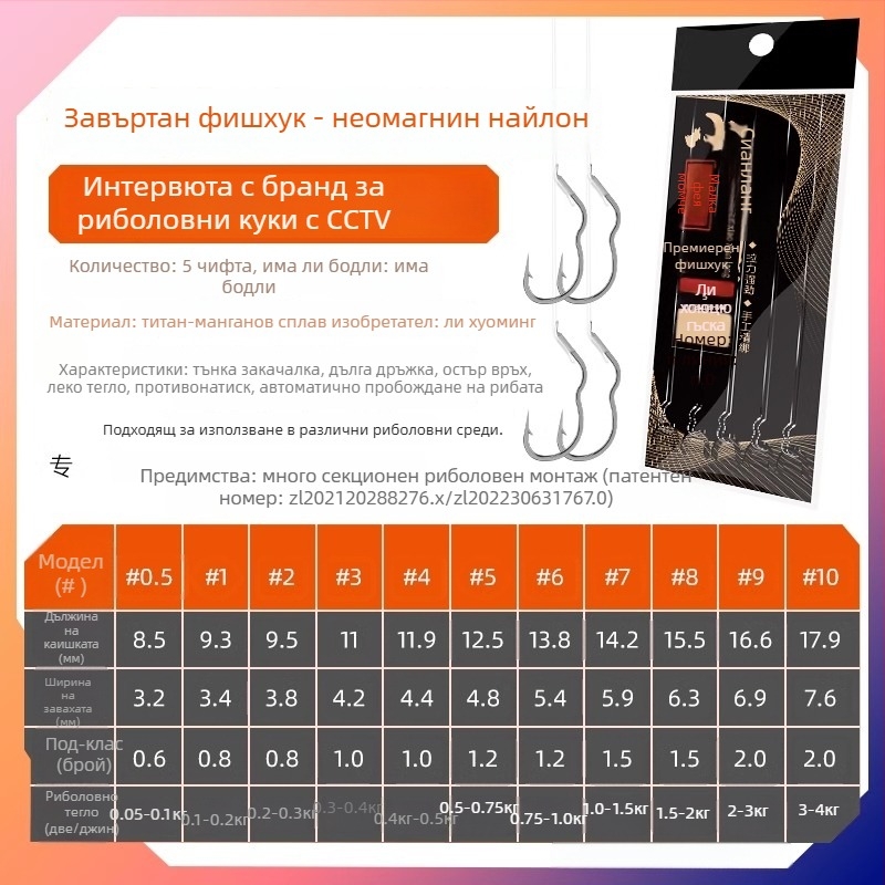 Longyan Knife риболовна кука с шипове – модел F9679SSMSJS9H5; подходяща за океански и сладководни водоеми