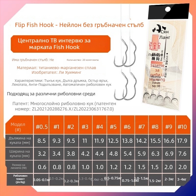 Longyan Knife риболовна кука с шипове – модел F9679SSMSJS9H5; подходяща за океански и сладководни водоеми