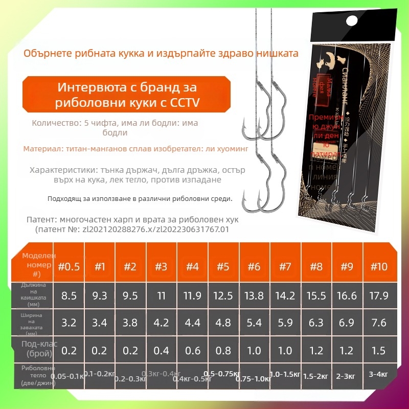 Longyan Knife риболовна кука с шипове – модел F9679SSMSJS9H5; подходяща за океански и сладководни водоеми