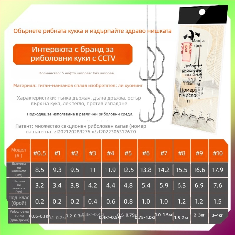 Longyan Knife риболовна кука с шипове – модел F9679SSMSJS9H5; подходяща за океански и сладководни водоеми