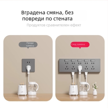 Ултратънък повърхностно монтиран панел за контакти с превключвател, разширителна платка с пет гнезда, 10A, 220V, бронзово проводящо тяло, стенен монтаж