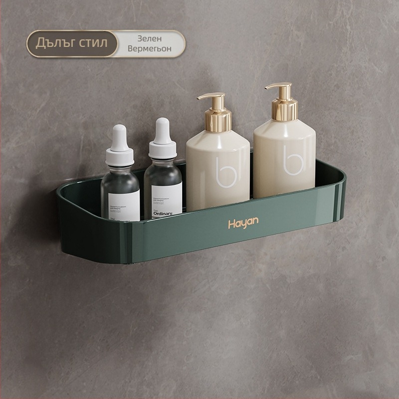 Безпробивен стенен рафт за баня с трипод, пластмасов рафт за мивка, 1 ниво, модел elzwj03/04, полирано покритие