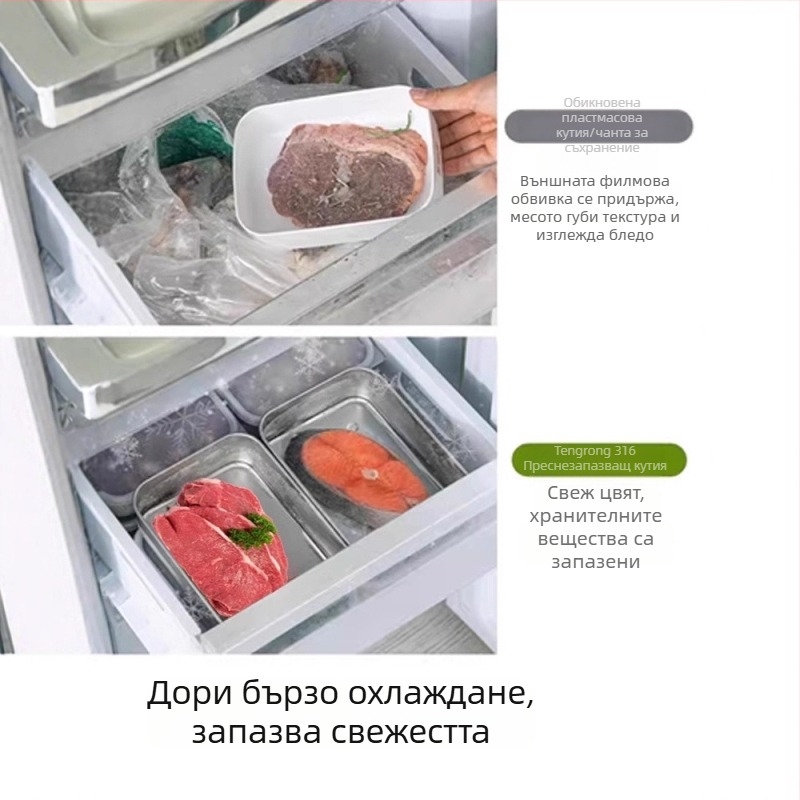 Кутия за свежест от 316 неръждаема стомана, хранително качество, с капак, херметично затваряне