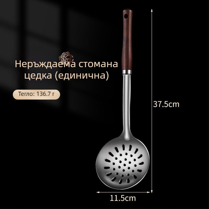 Сет от неръждаема стомана: лъжица и шпатула – антиизгаряне, с лого, кухненски прибори