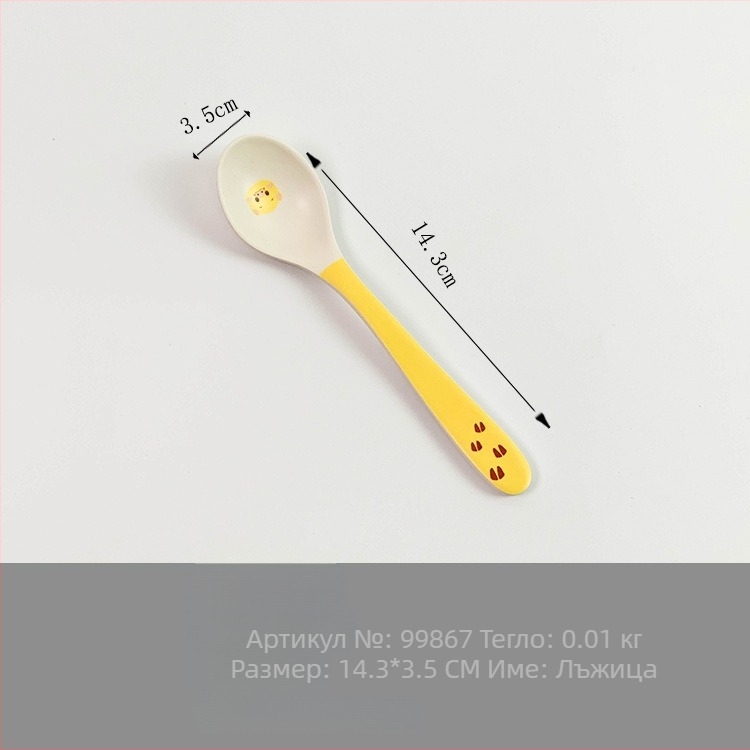 Комплект детски съдове за хранене — чиния с форма на прасенце, мультяшен дизайн, меламин и бамбуково влакно, неправилна форма