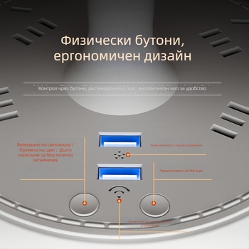 Умна LED настолна лампа с гласово управление и вграден контакт, USB зареждане, 10A/250V, CCC сертифициран, за домове, общежития и търговска употреба