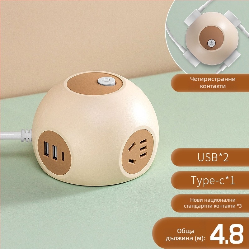 Grain Cow USB сферичен разклонител за бюро — CCC сертифициран, настолен монтаж