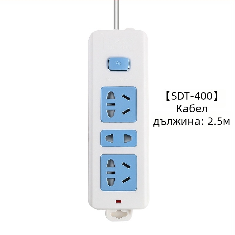 Разклонител с независим превключвател, 3 изхода, 10A, 100–250V, 2500W