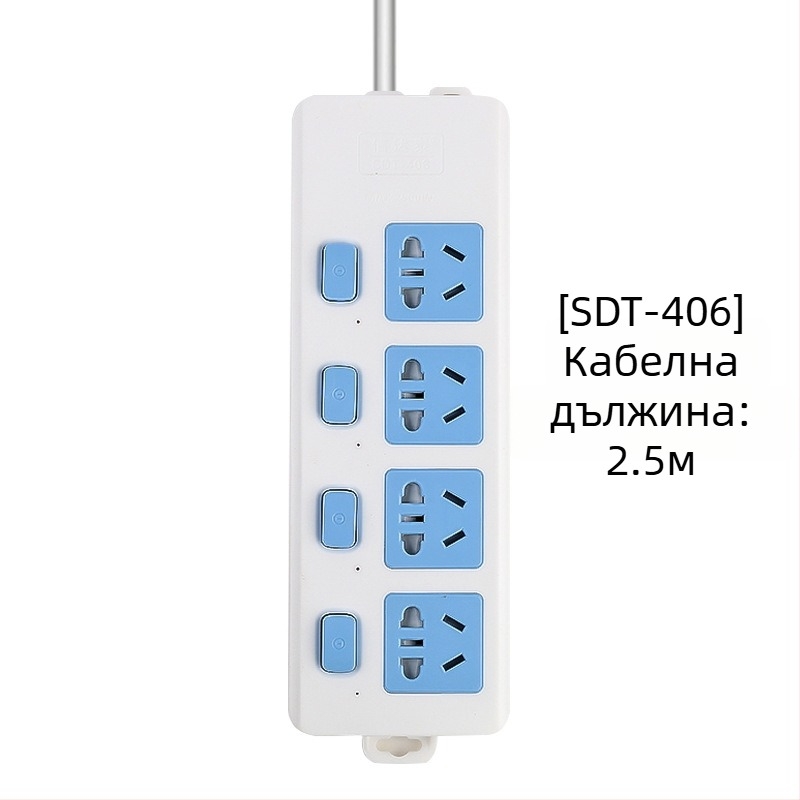 Разклонител с независим превключвател, 3 изхода, 10A, 100–250V, 2500W