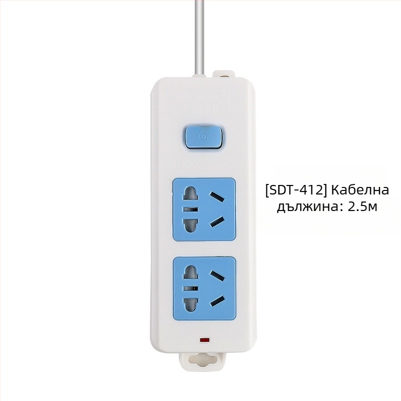 Разклонител с независим превключвател, 3 изхода, 10A, 100–250V, 2500W