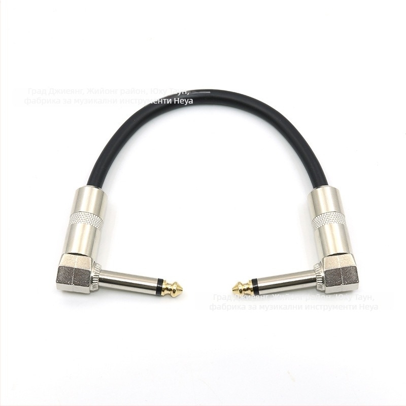 Кабел за китарни ефекти с 6,35 мм щепсел, единичен кабел, намаляване на шума, PVC+метал, модел 002