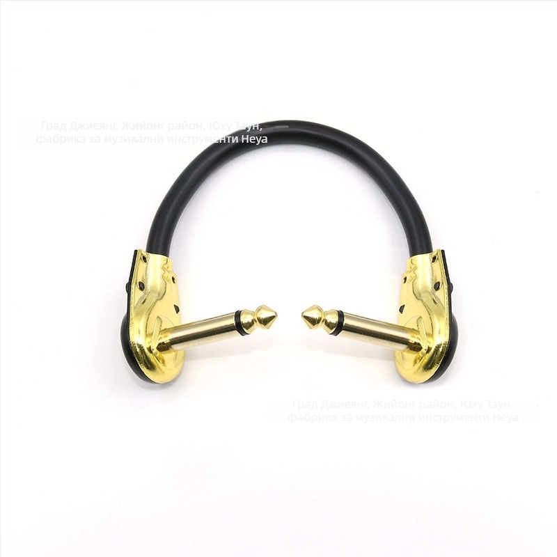 Кабел за китарни ефекти с 6,35 мм щепсел, единичен кабел, намаляване на шума, PVC+метал, модел 002