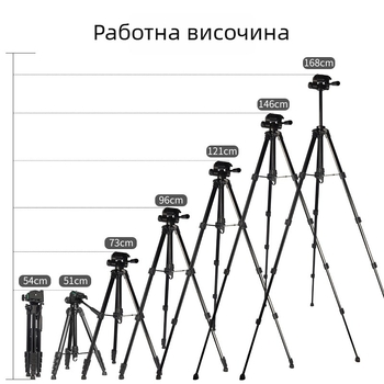 Sinoni 3605 5-секции трипод със 3D PTZ, алуминиева сплав + ABS, платформа за бързо освобождаване, натоварване 5 кг, настолен държач за мобилно излъчване