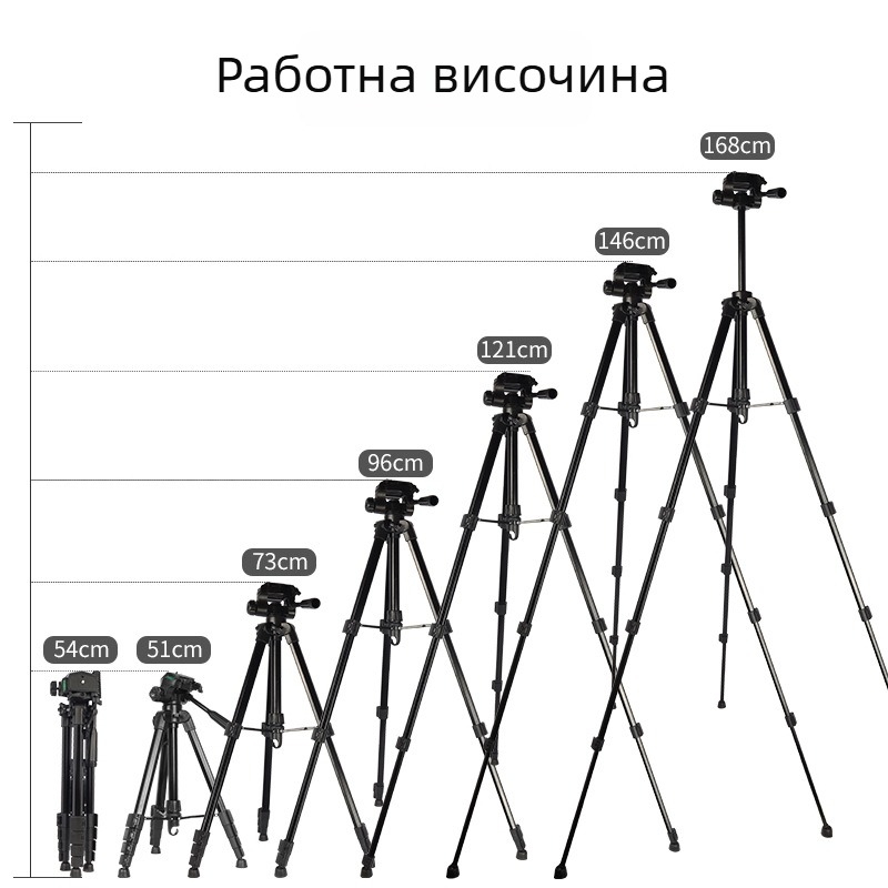 Sinoni 3605 5-секции трипод със 3D PTZ, алуминиева сплав + ABS, платформа за бързо освобождаване, натоварване 5 кг, настолен държач за мобилно излъчване