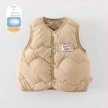 Детска пухена жилетка за момчета, корейски стил, без ръкави, зимен базов слой, пух 86–90%, бял гъш пух