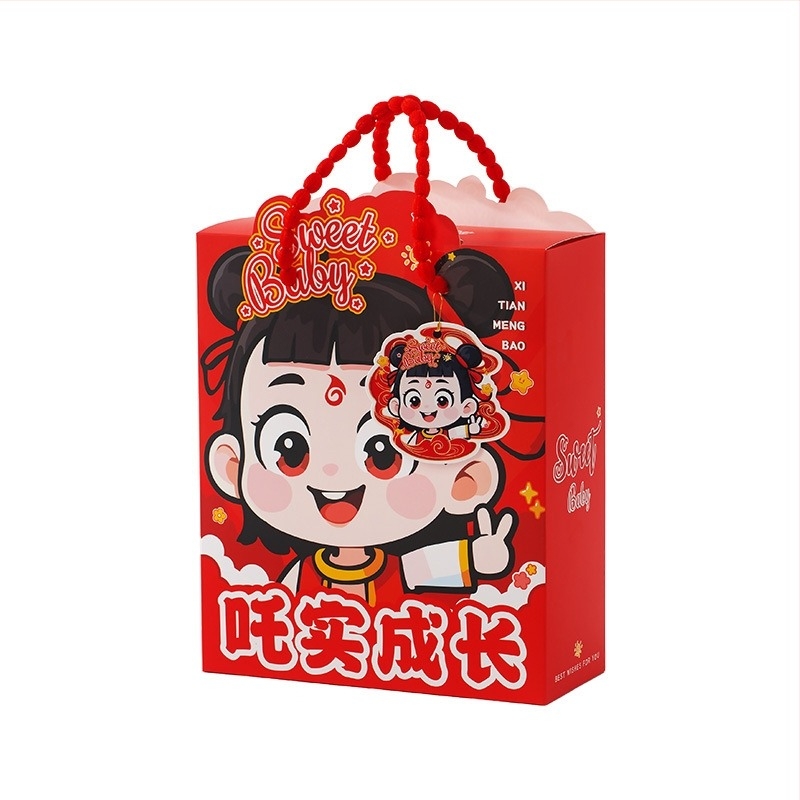 Правоъгълна хартиена кутия за бонбони и подаръчна торбичка, карикатурен стил, 10 бр. в опаковка, марка Orange Promise Yibai