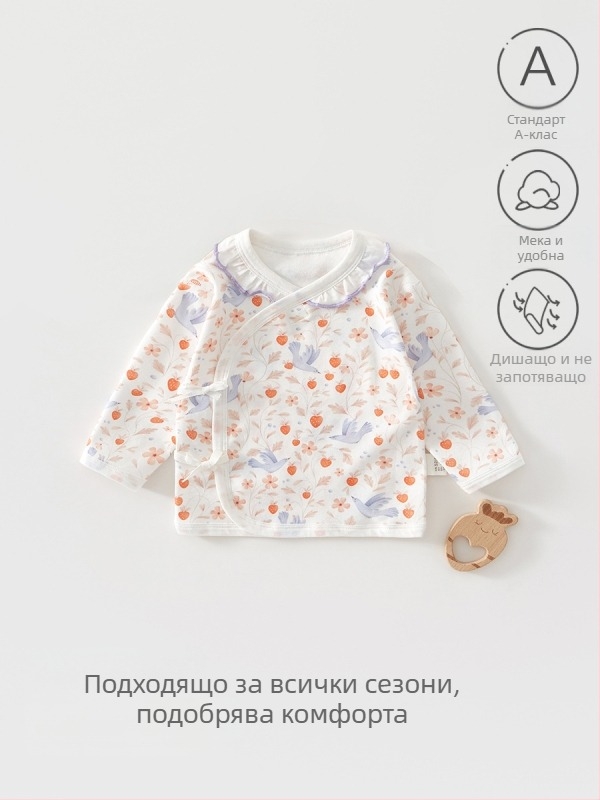 Новородено памучно топче с кръгла яка, без качулка, 100% памук, безопасност клас A, за възраст 0–12 месеца, меко обработено