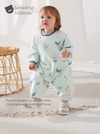 Belleptide бебешки водоустойчив лигавник за хранене с джоб — карикатурен принт, 100% полиестер