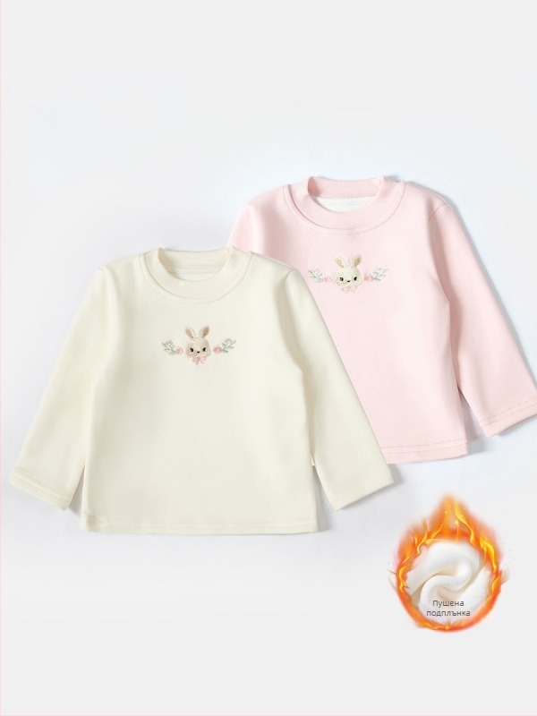 Момичешка поларена подплатена базова блуза с кръгла яка, тясно прилепнала, дълъг ръкав, 92.8% полиестер, за зима и есен