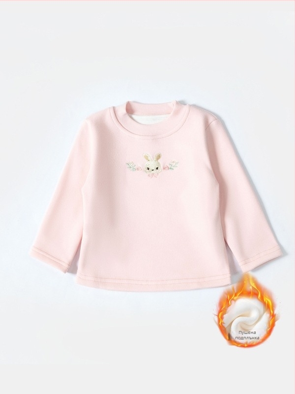 Момичешка поларена подплатена базова блуза с кръгла яка, тясно прилепнала, дълъг ръкав, 92.8% полиестер, за зима и есен