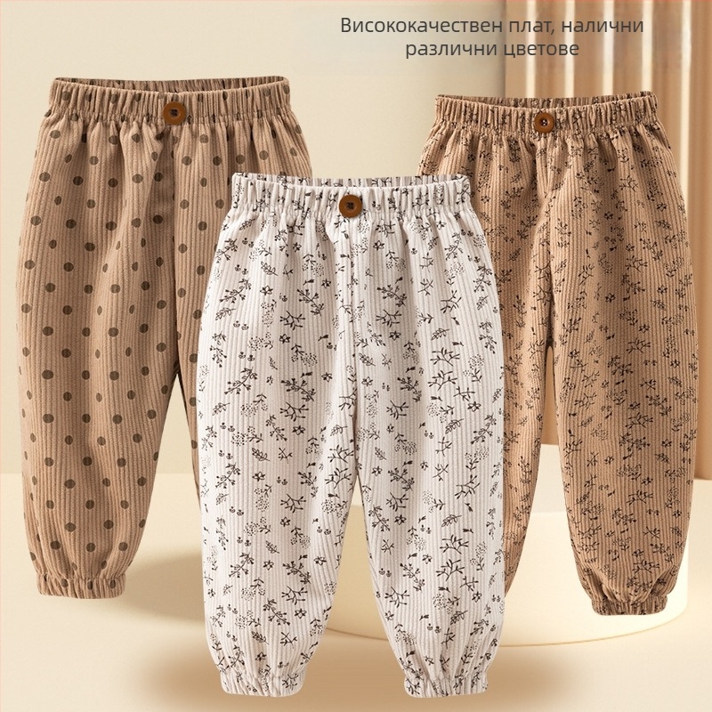 Бебешки външни панталони за защита срещу мръсотия – унисекс, за възраст 3-8 г., полиестерен плат, състав 91-95%, патерн: счупени цветя