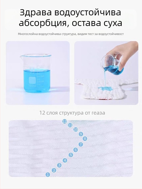 Mu Mu Bear памучни марлеви панталони за пелени с карикатурен принт, миещи се, за бебета 9–18 кг