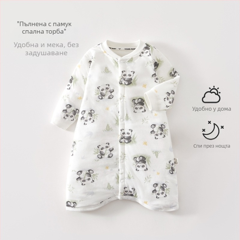 Спален чувал за бебета и малки деца, с постоянна температура, удебелен чист памук външен слой и подплата, пълнеж полиестер, карикатурен принт, подходящ за зимно/пролетно/есенно използване, за новородени до 3 години