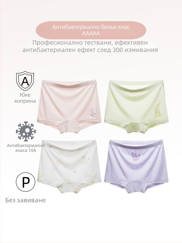 Детско бельо за момичета, антибактериално, Ucosilk, регенирано целулозно влакно 92,9%, клас А, за деца 3–8 години