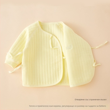 Новородено двукомпонентен памучен подплатен топъл термобельо комплект, кръгла яка, унисекс, 0–12 месеца