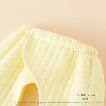 Новородено двукомпонентен памучен подплатен топъл термобельо комплект, кръгла яка, унисекс, 0–12 месеца