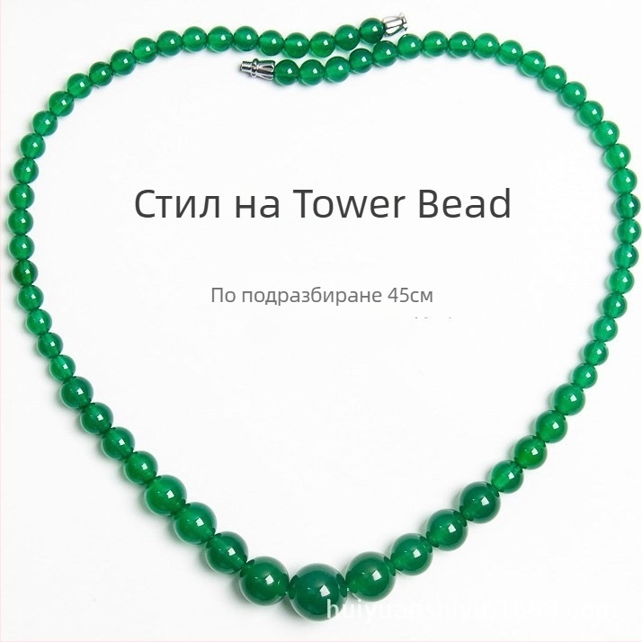 Колие от ахат с кръгли мъниста, естествен материал, полирано, геометричен стил