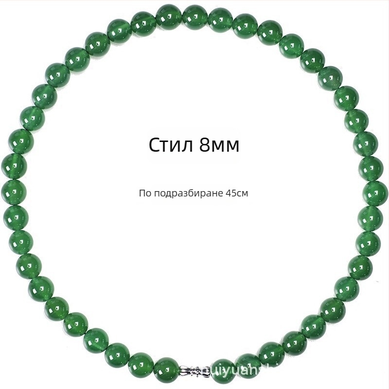 Колие от ахат с кръгли мъниста, естествен материал, полирано, геометричен стил