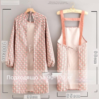 Дамска платнена престилка с дълги ръкави, устойчива на петна и издръжлива, кухненско работно облекло