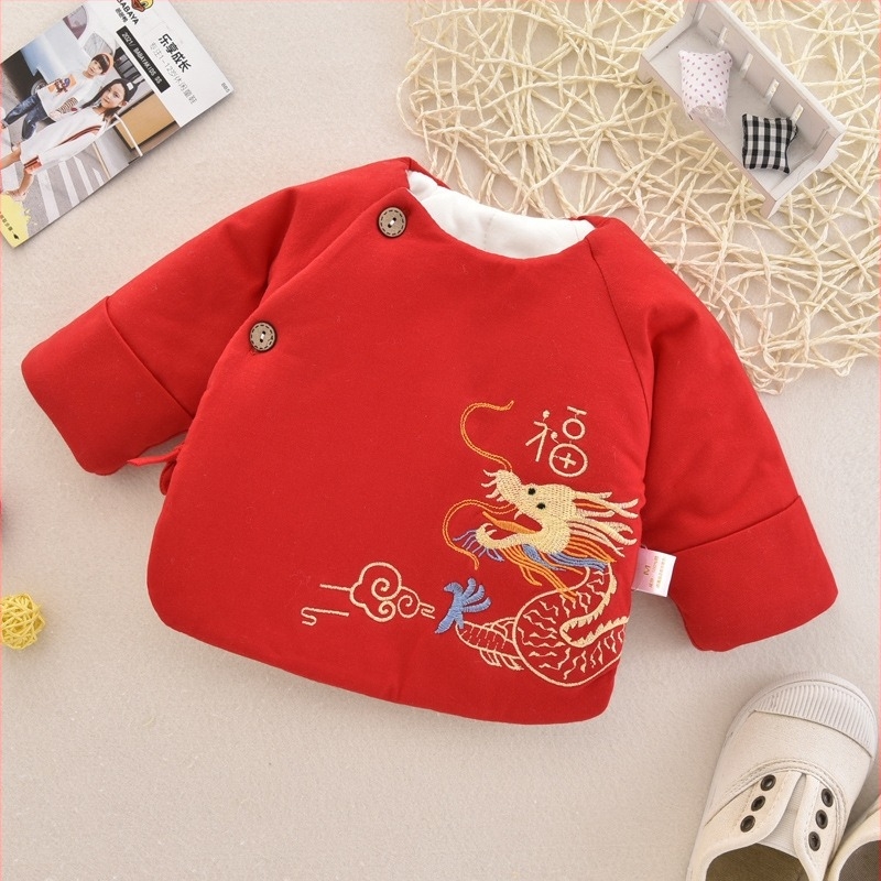 Новородено бебе зимно памучно горно облекло с подплата от полиестер, кръгла яка, без качулка, за 0–3 месеца