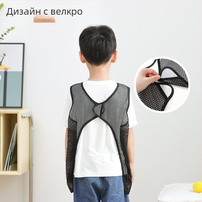 Детска водоустойчива рисувателна престилка без ръкави, карикатурен принт, полиестер, за деца 3–8 години