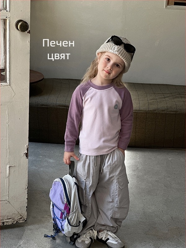 Детски топ от Lyocell, кадифено-меко покритие, унисекс, кръгла яка, възраст 3–8 години