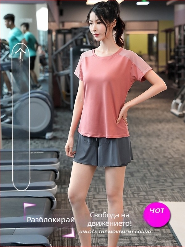 Женска мрежеста бързосъхнеща спортна тениска, свободна кройка, три четвърти ръкав, дизайн с цветови блокове, полиестер-спандекс смес