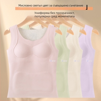 Термо базов жилет за момичета с качулка, двойна подплата, плътна полиестерна тъкан, животински принт, кадифена подплата