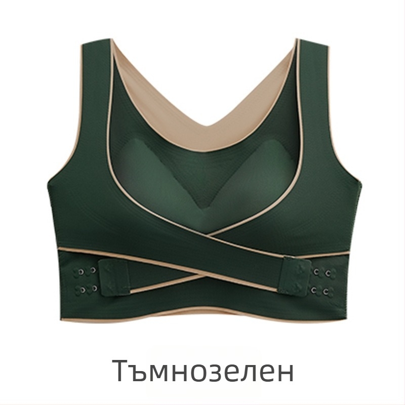 Найлонов спортен бюстгальтер-потник с подплънки, без жици, тънко оформени чашки, кръстосани странични катарами