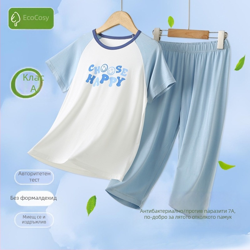 Детски комплект за спално облекло, модален плат, корейски стил без ръкави тениска, тънък (170g modal; 95% modal, 5% spandex; влагоотводящ)