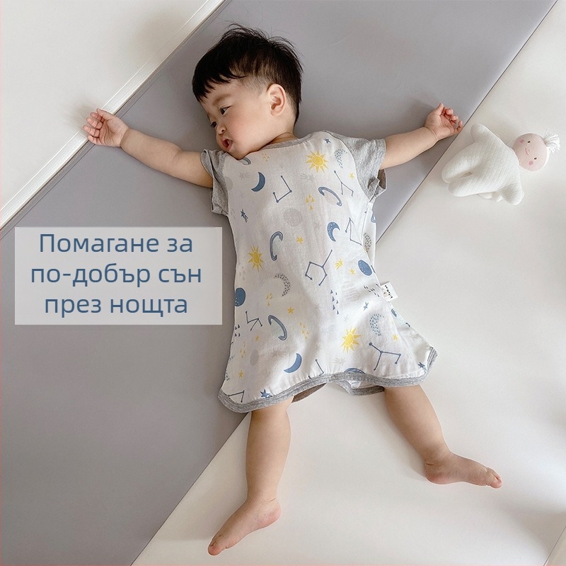 Пижами за родител и дете от бамбук и памук – леки, карикатурен принт, подплата бамбук-памук, лято