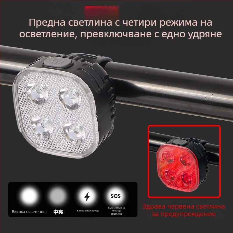 Комплект велосипедни светлини Bunguo: предно и задно светло за нощно каране на планински велосипед, презареждащ се
