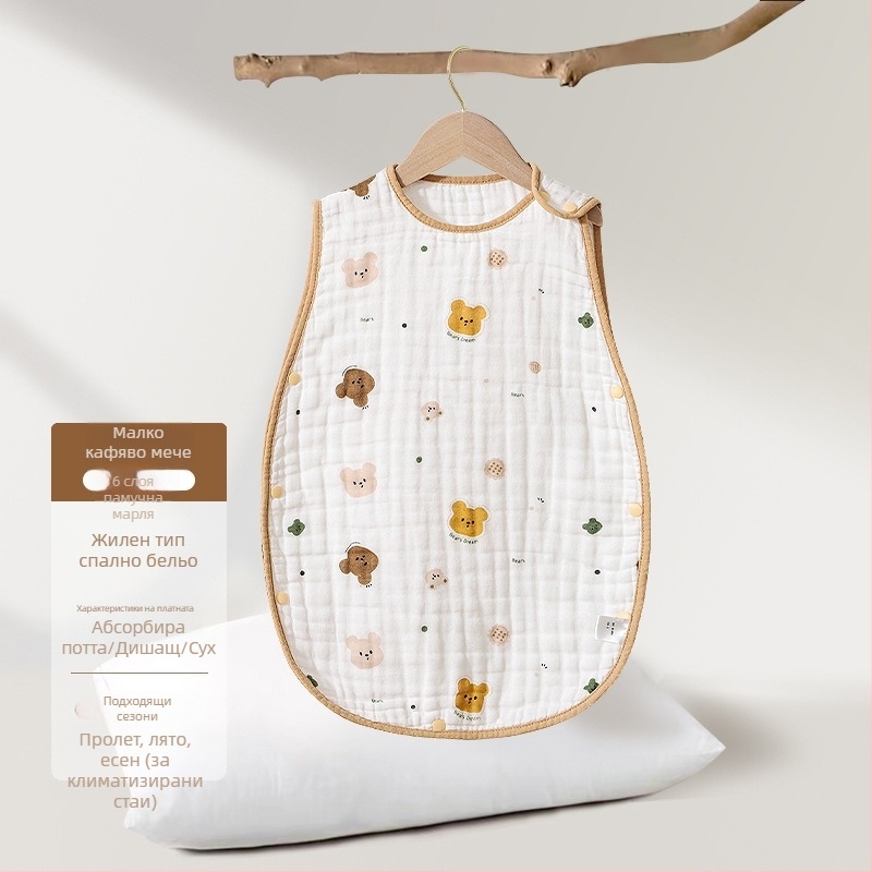 Soft Yun Бебешки безръкав спален чувал от памук за лято, лек, anti-kick